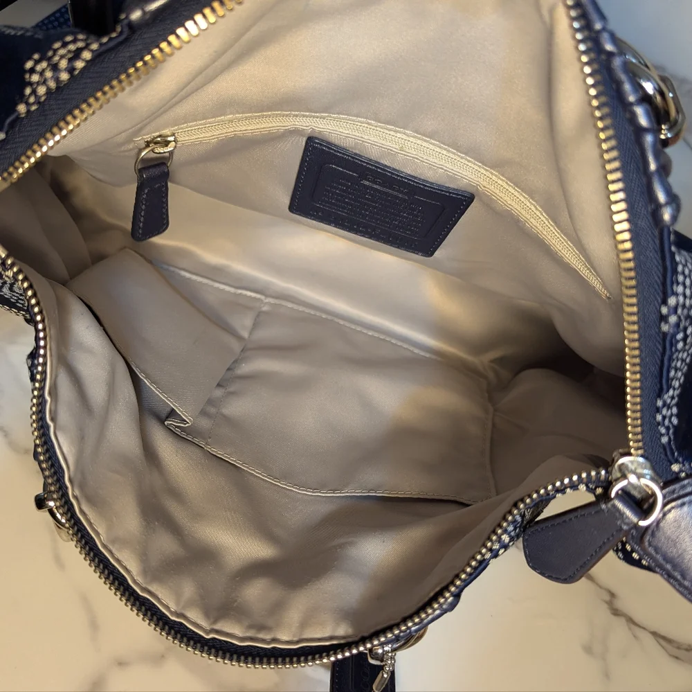 COACH Ashley Dotted Op Art Signature Satchel EUC